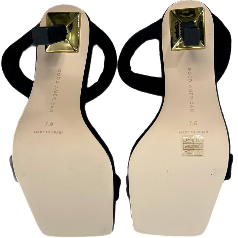 Good American Black Terry High Heels Sandals size 7 1/2 - Picture 8 of 10